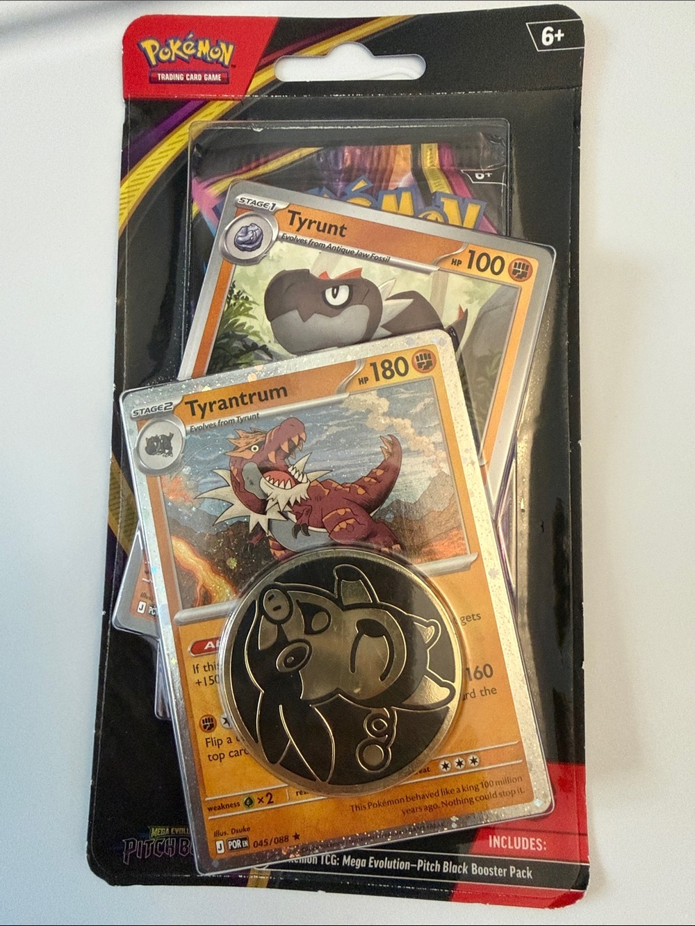Pokémon Tyrantrum & Tyrunt Booster Pack with Black Metal Coin - Black